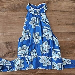 Blue Floral Halter Crop Top